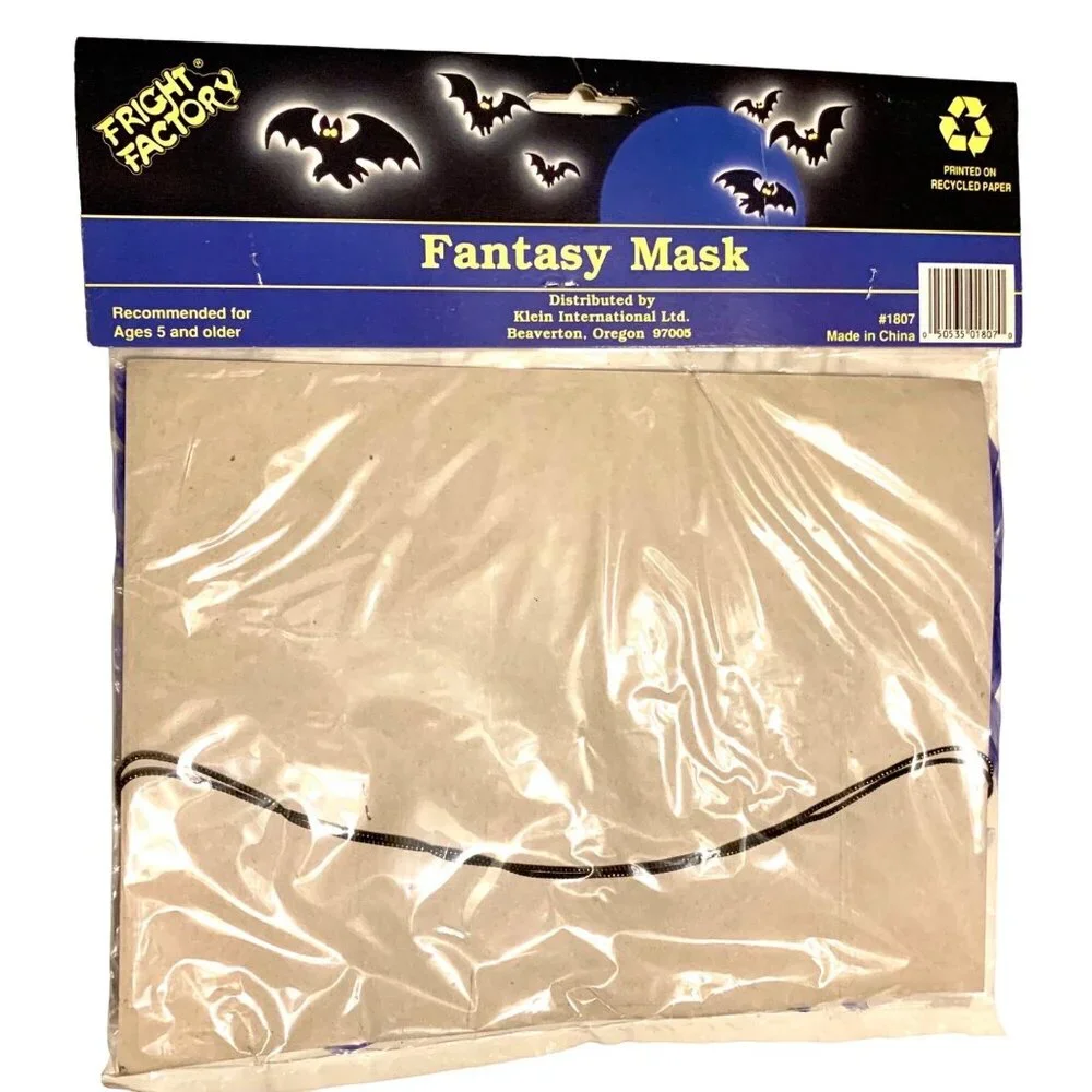 Fright Factory Fantasy Bird Mask Blue Feather Costume Halloween Mardi Gras
